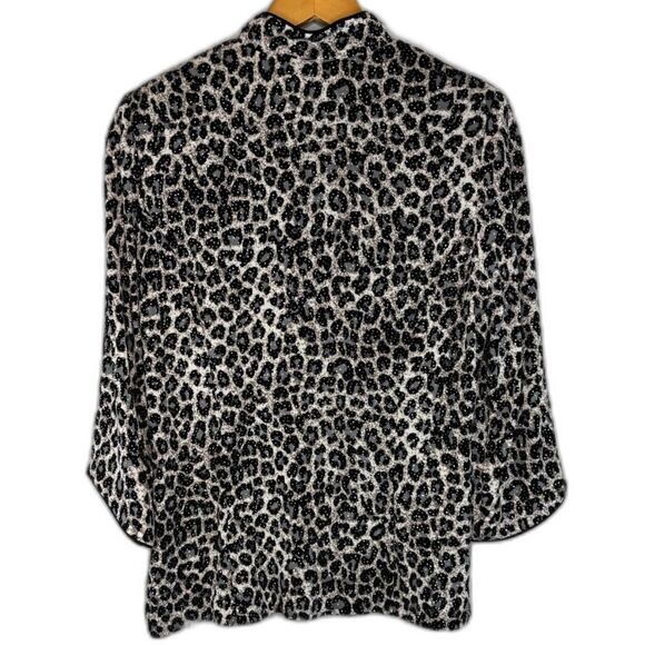 Alex Evenings Shimmer Jacket Animal Print Leopard Mandarin Zip‎ Diamond Pull - Picture 2 of 12
